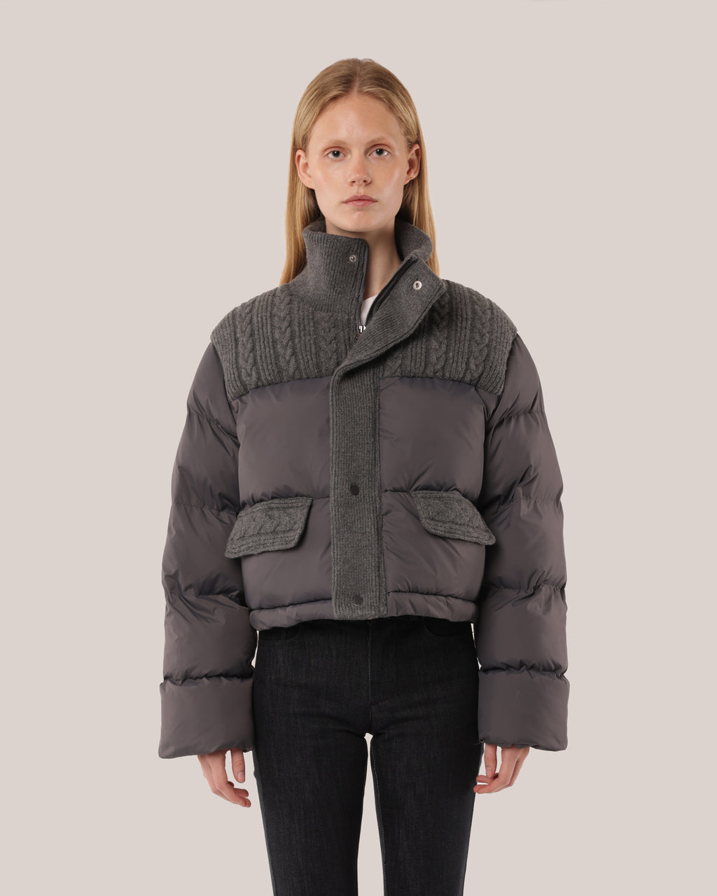 Cable Knit Puffer Jacket