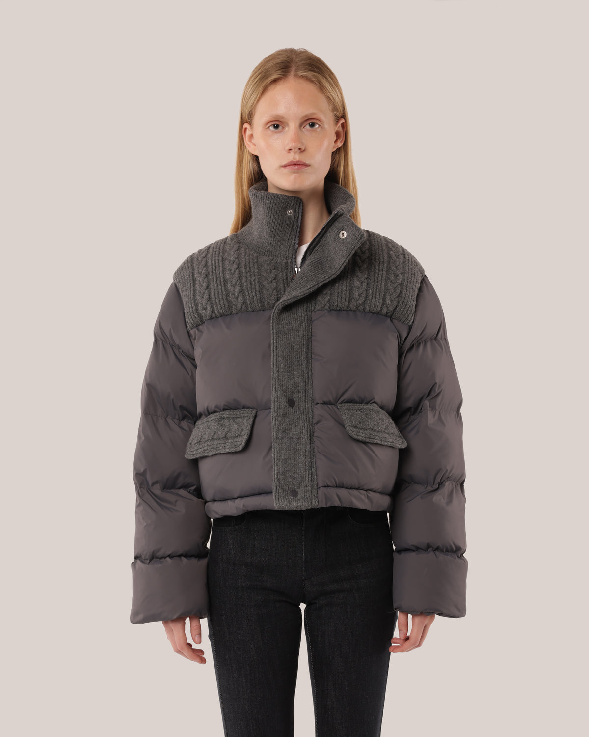 Cable Knit Puffer Jacket