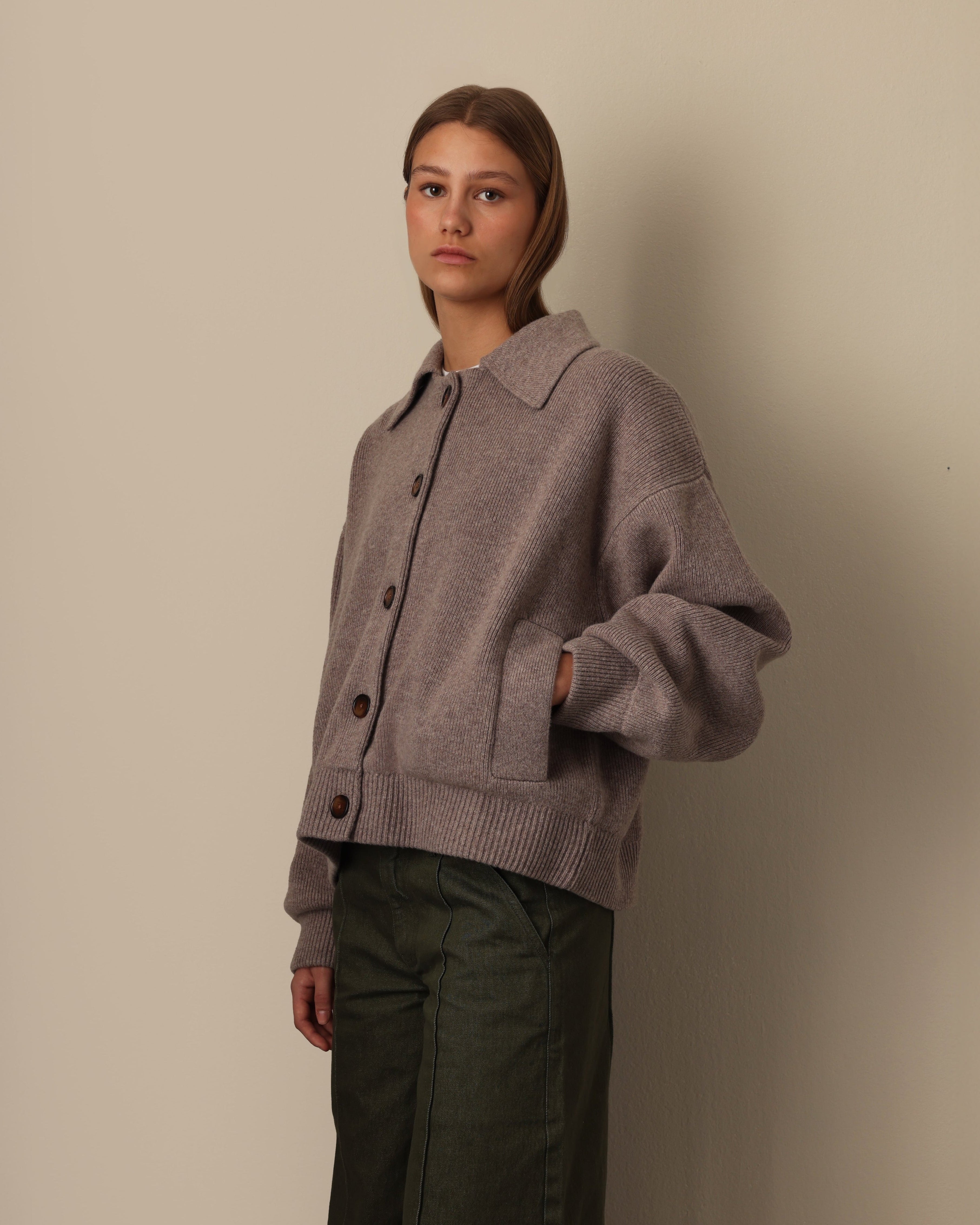 Knitted Wool Jacket Nutmeg