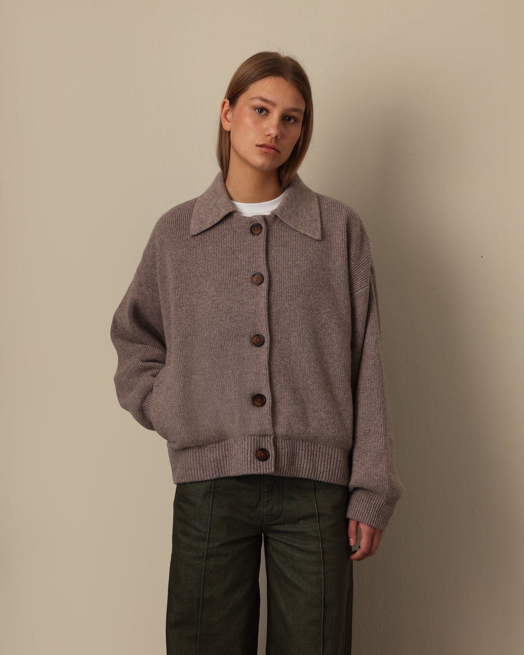 Knitted Wool Jacket Nutmeg