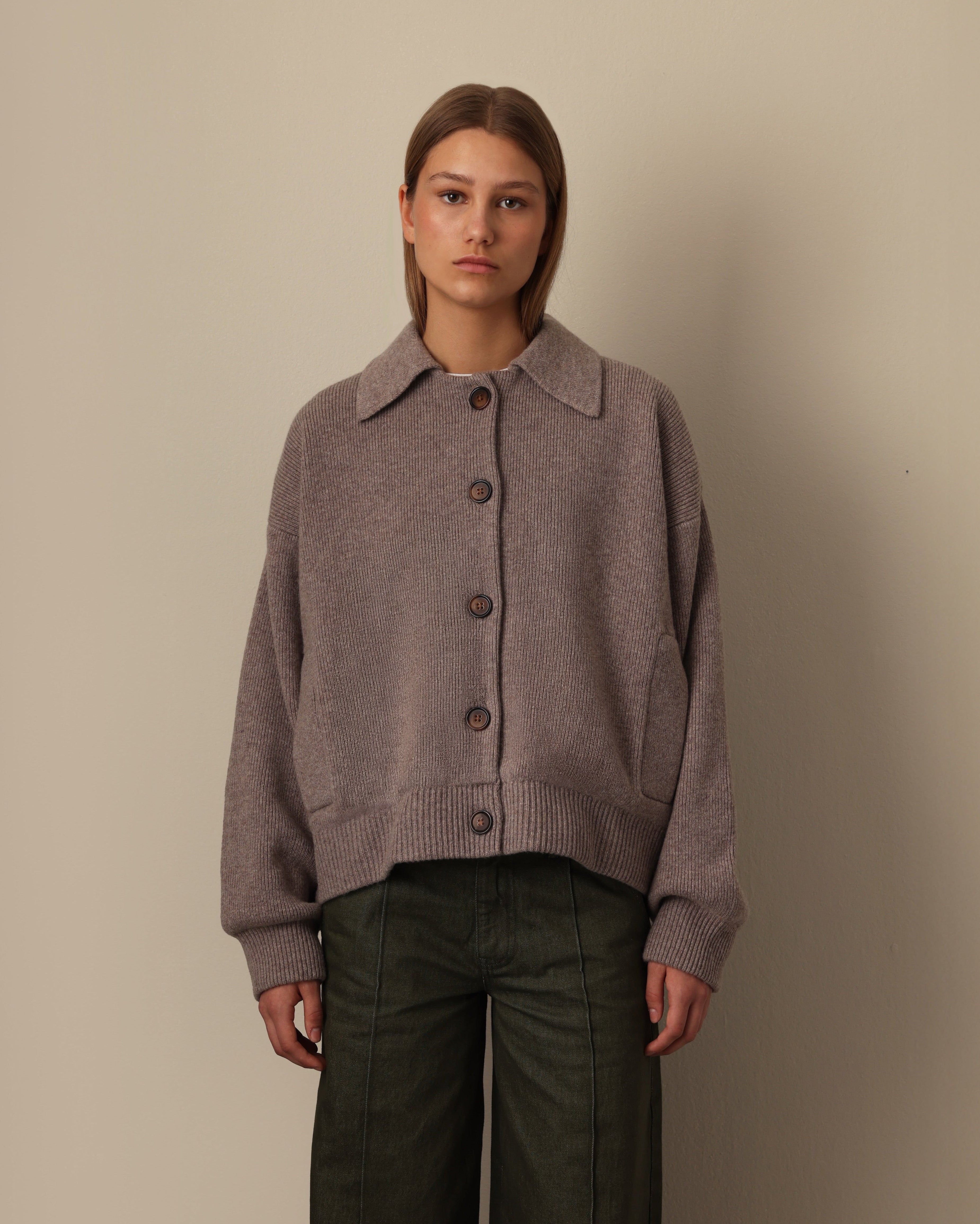 Knitted Wool Jacket Nutmeg