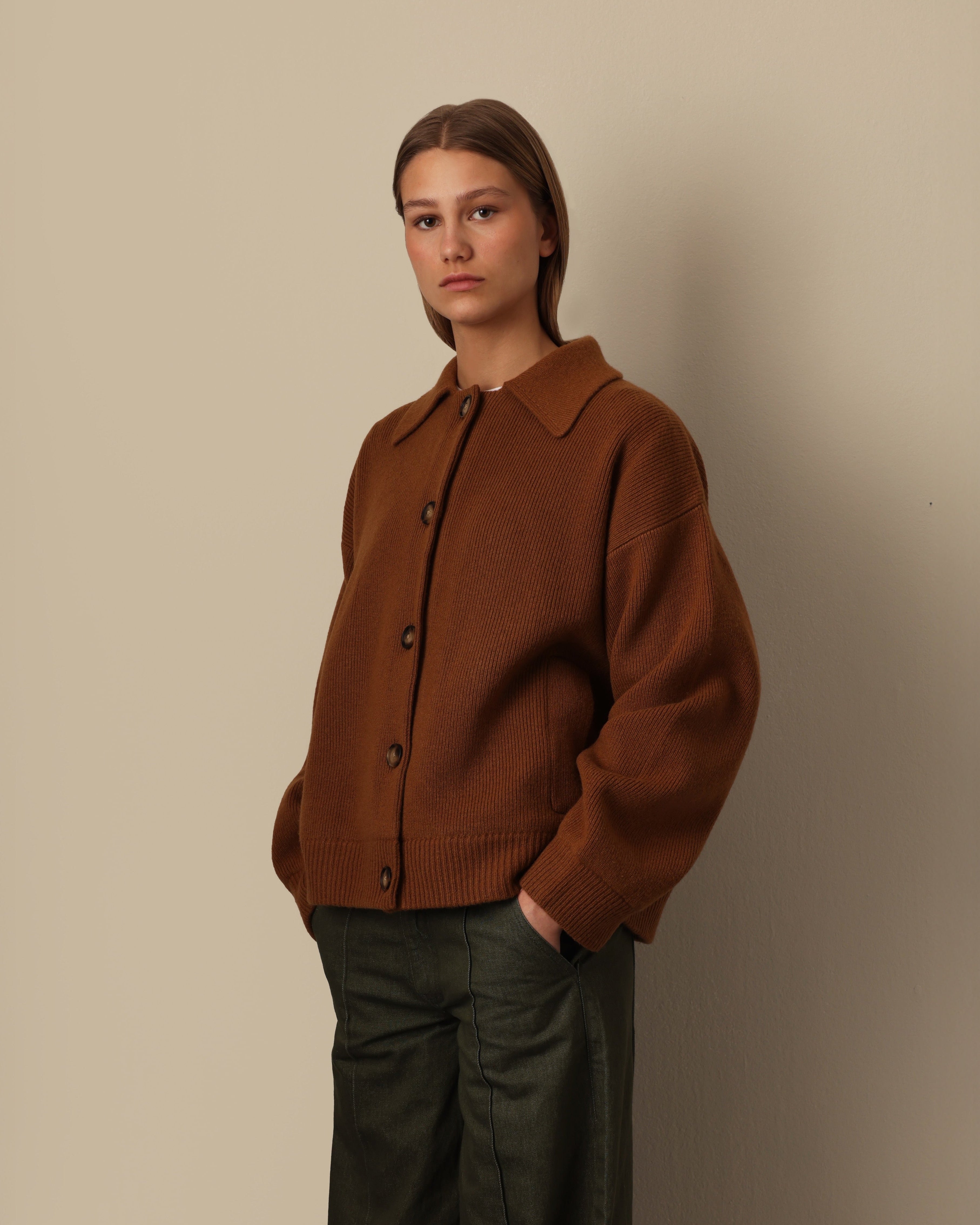 Knitted Wool Jacket Pecan