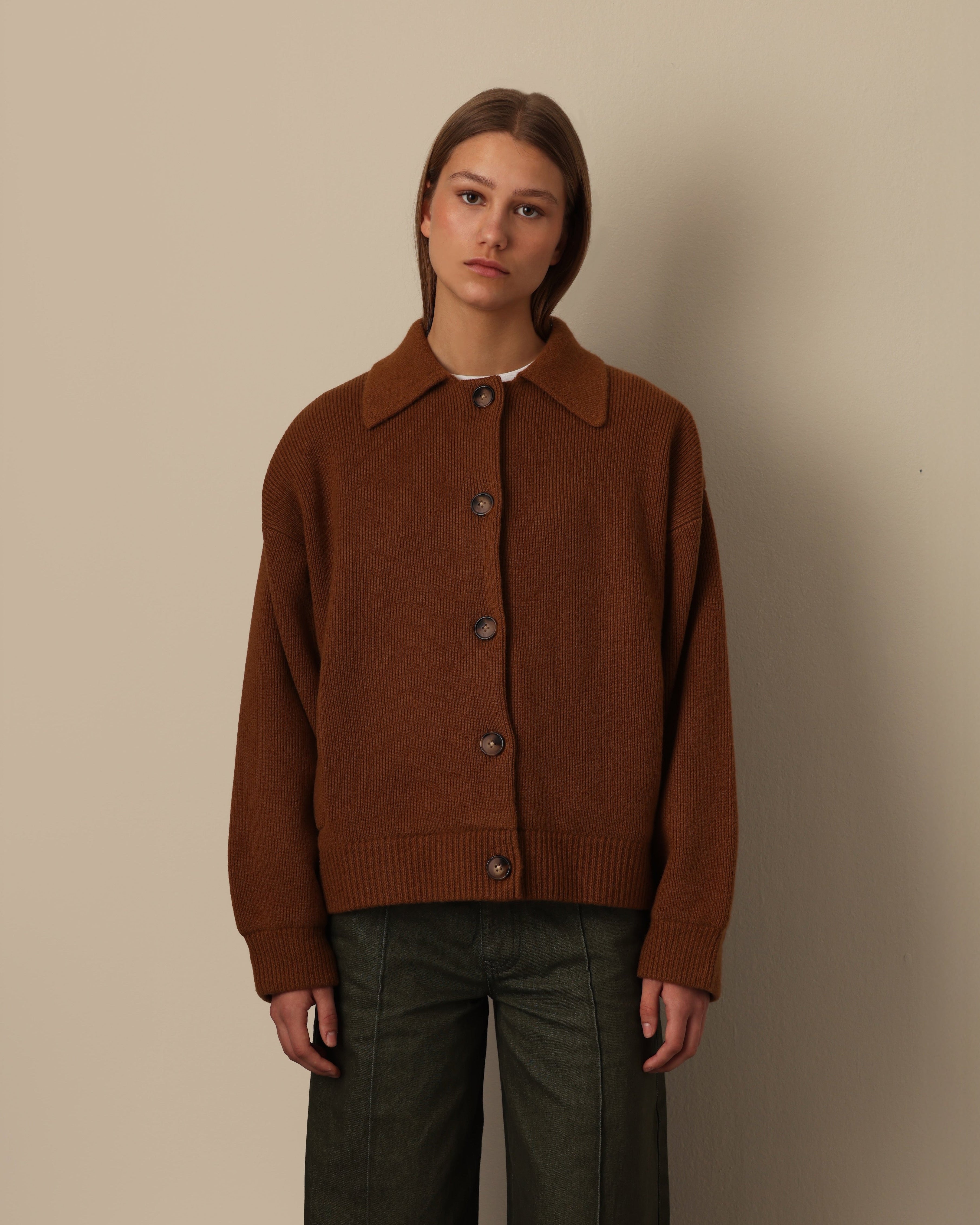 Knitted Wool Jacket Pecan