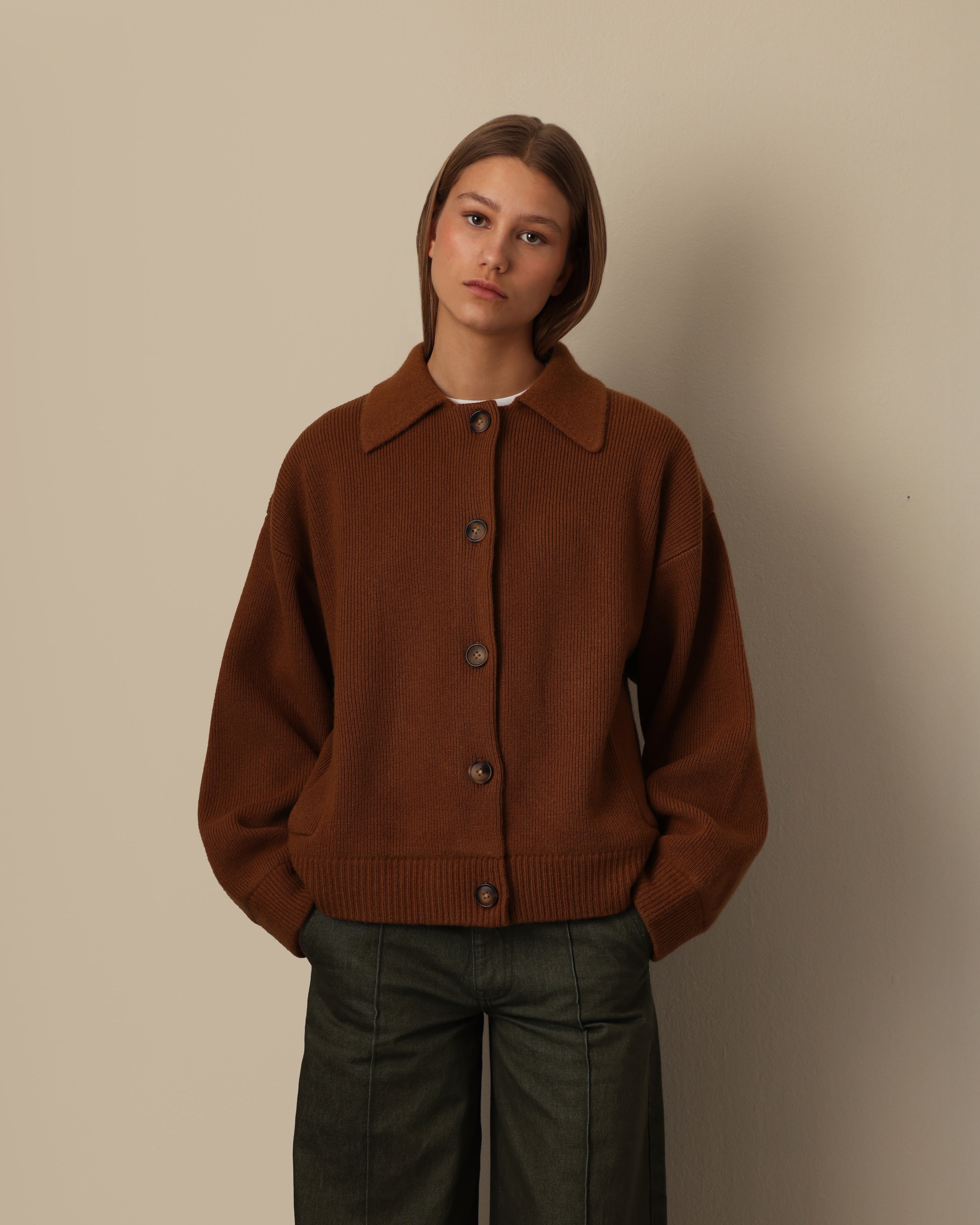 Knitted Wool Jacket Pecan