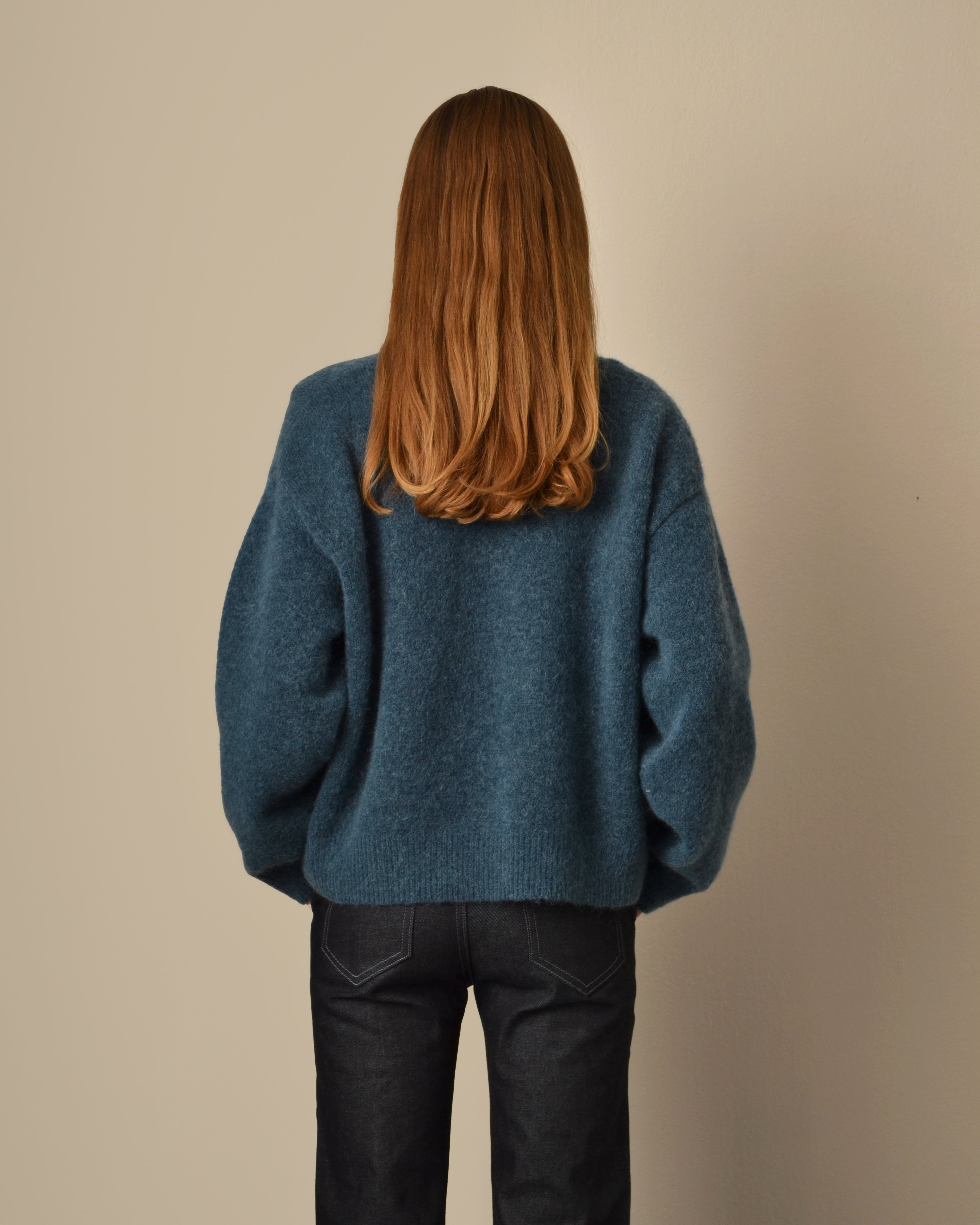 Brushed Mohair Zip Sweater Petroleum – Gasta Studio