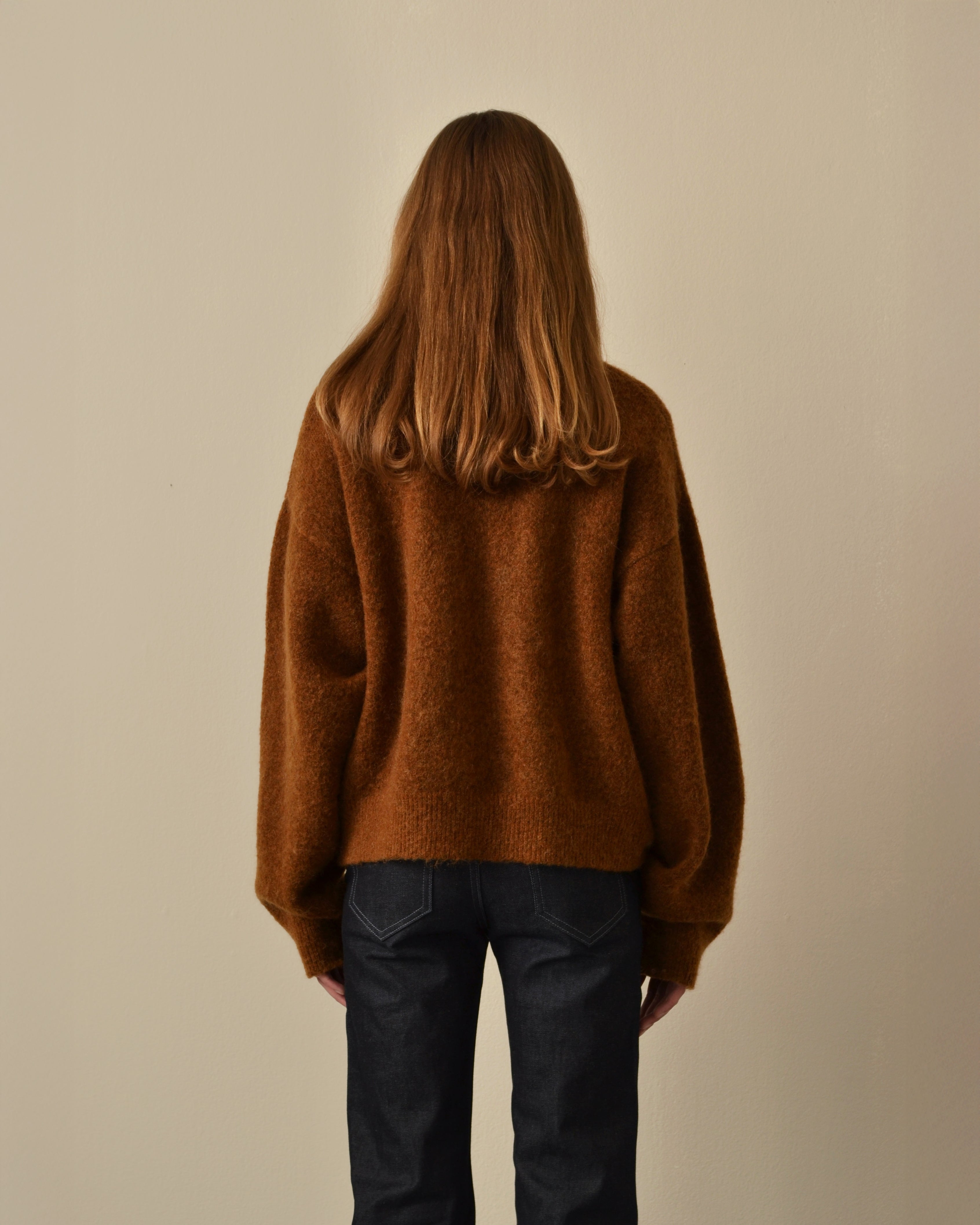 Brushed Mohair Zip Sweater Caramel