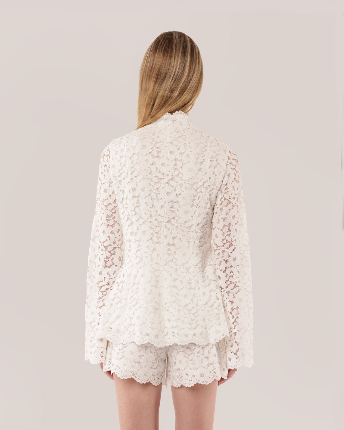 Tailored Cotton Lace Jacket White