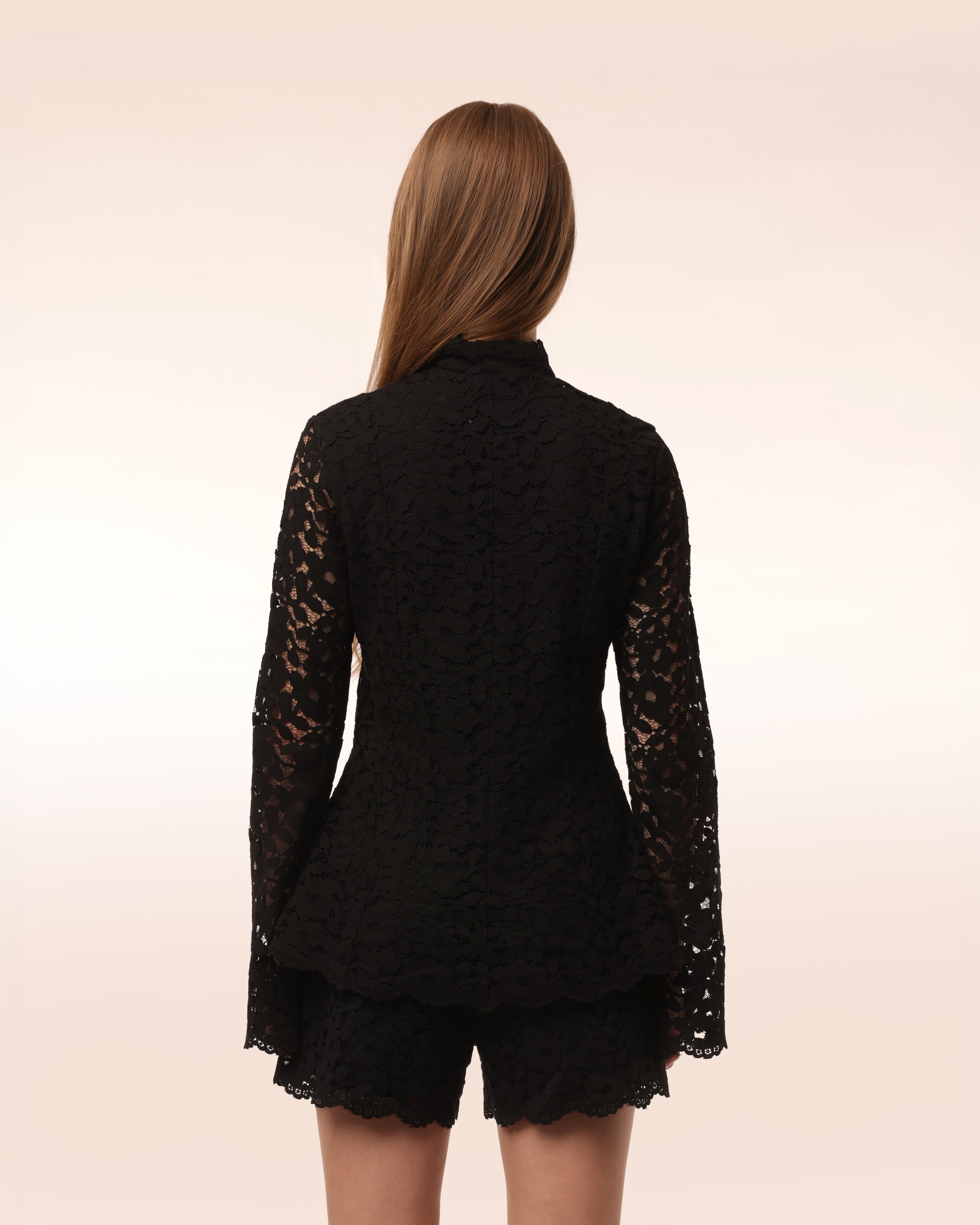 Tailored Cotton Lace Jacket Black