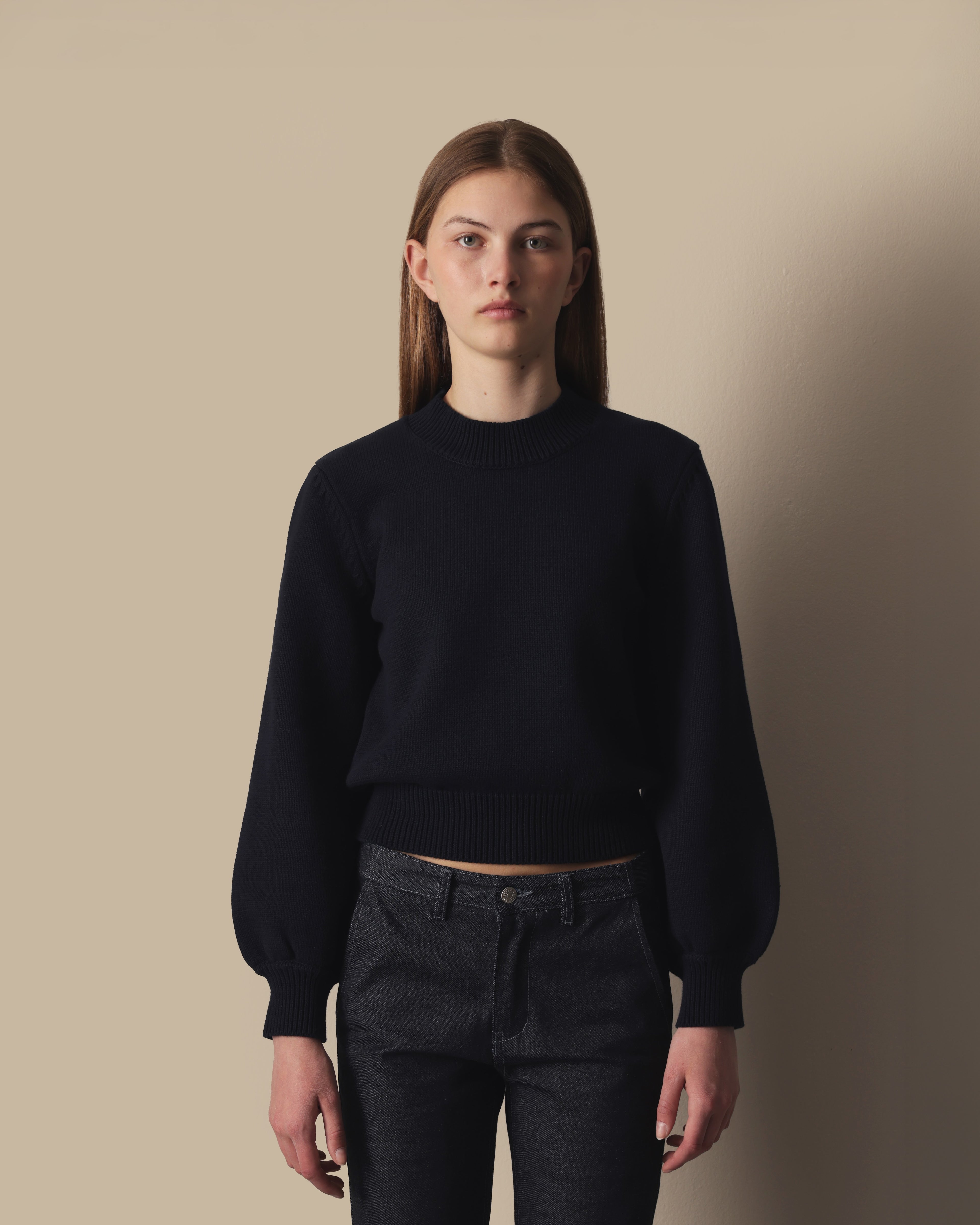 Fitted Cotton Sweater Blackberry