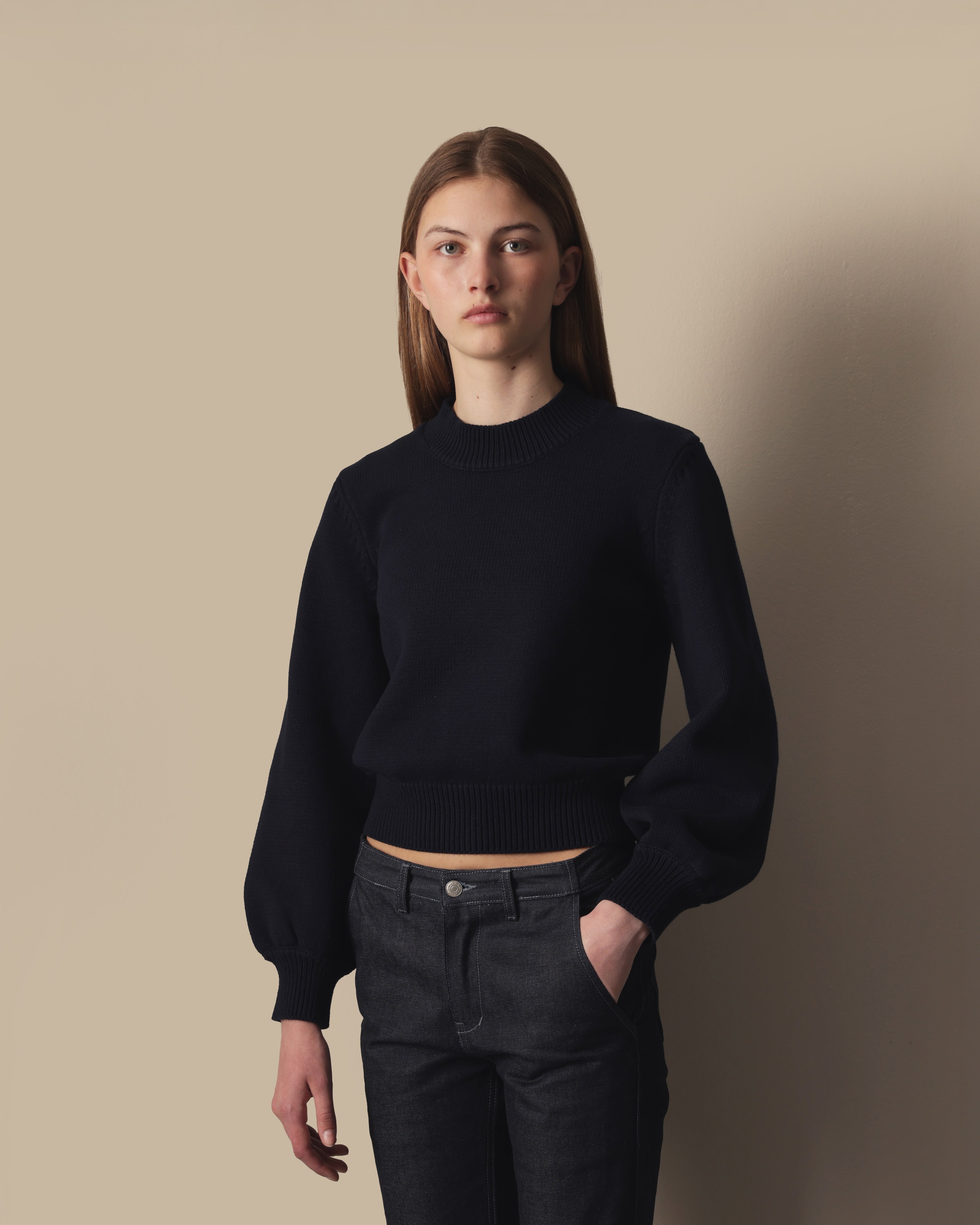 Fitted Cotton Sweater Blackberry