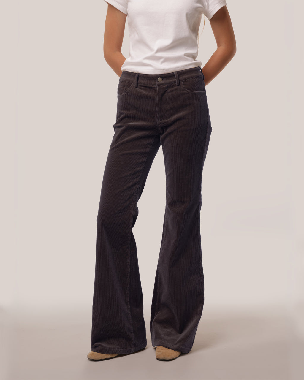 Corduroy Flare Trousers Truffle