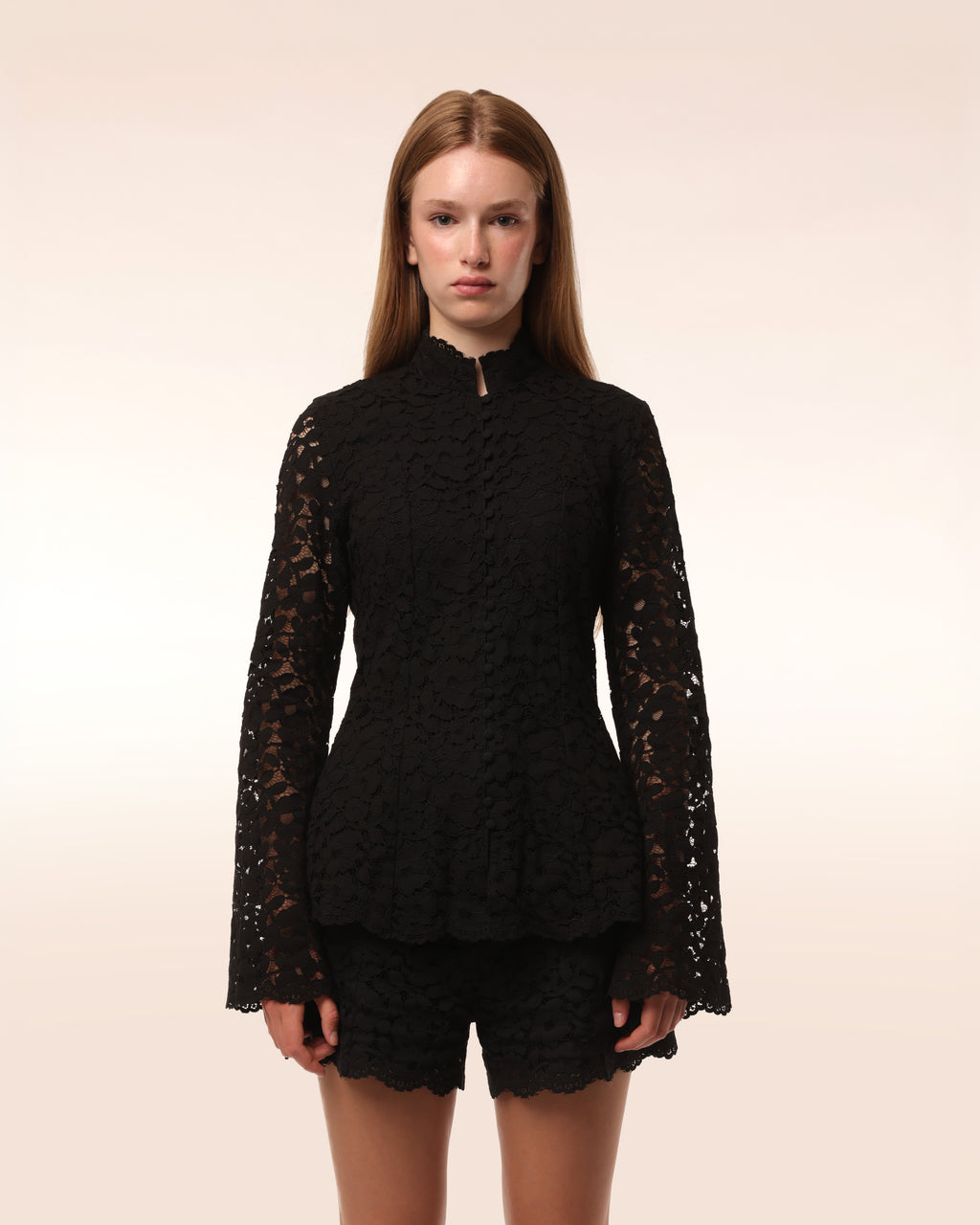 Tailored Cotton Lace Jacket Black