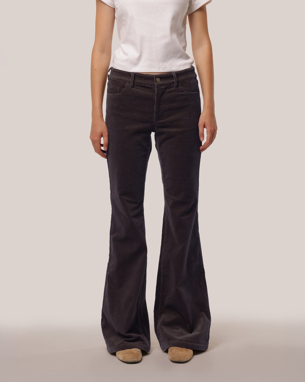 Corduroy Flare Trousers Truffle