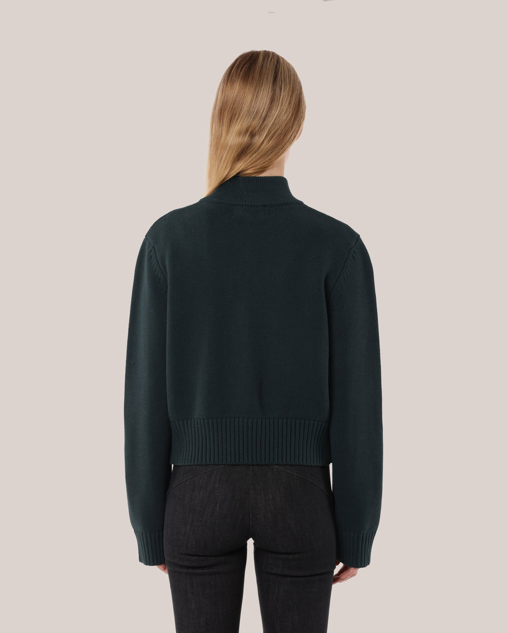 Fitted Cotton Zip Sweater Fig