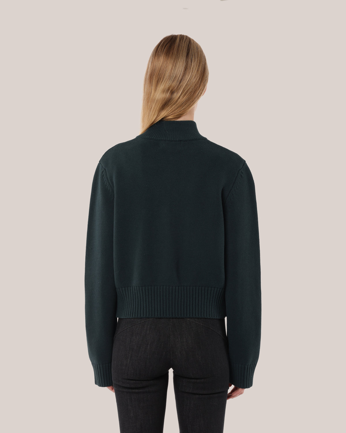 Fitted Cotton Zip Sweater Fig