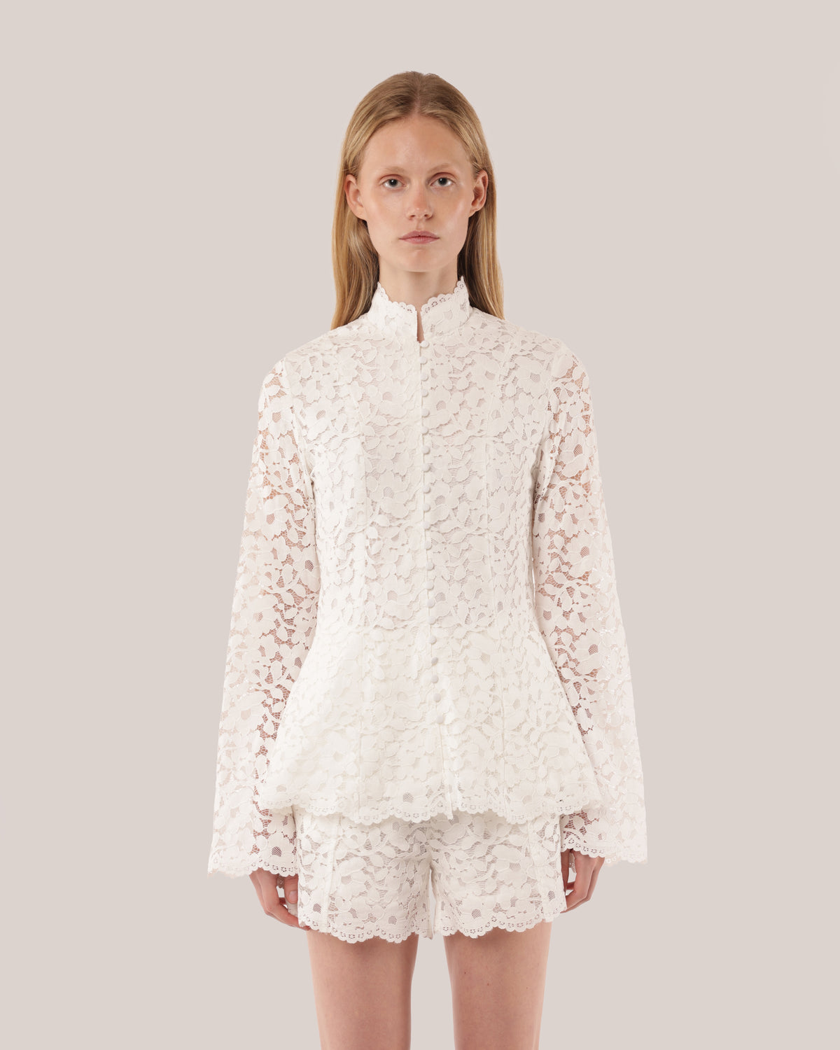 Tailored Cotton Lace Jacket White