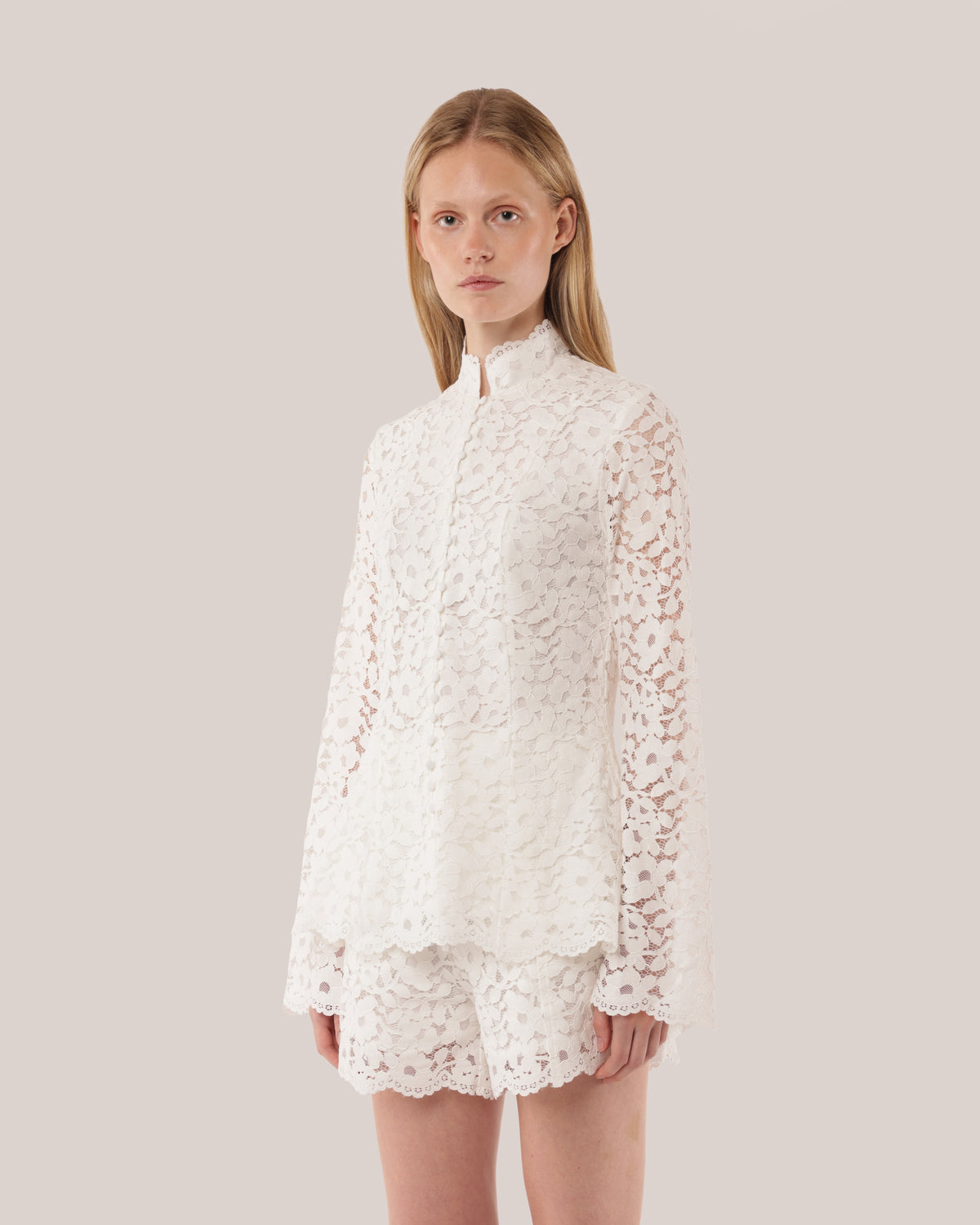 Tailored Cotton Lace Jacket White