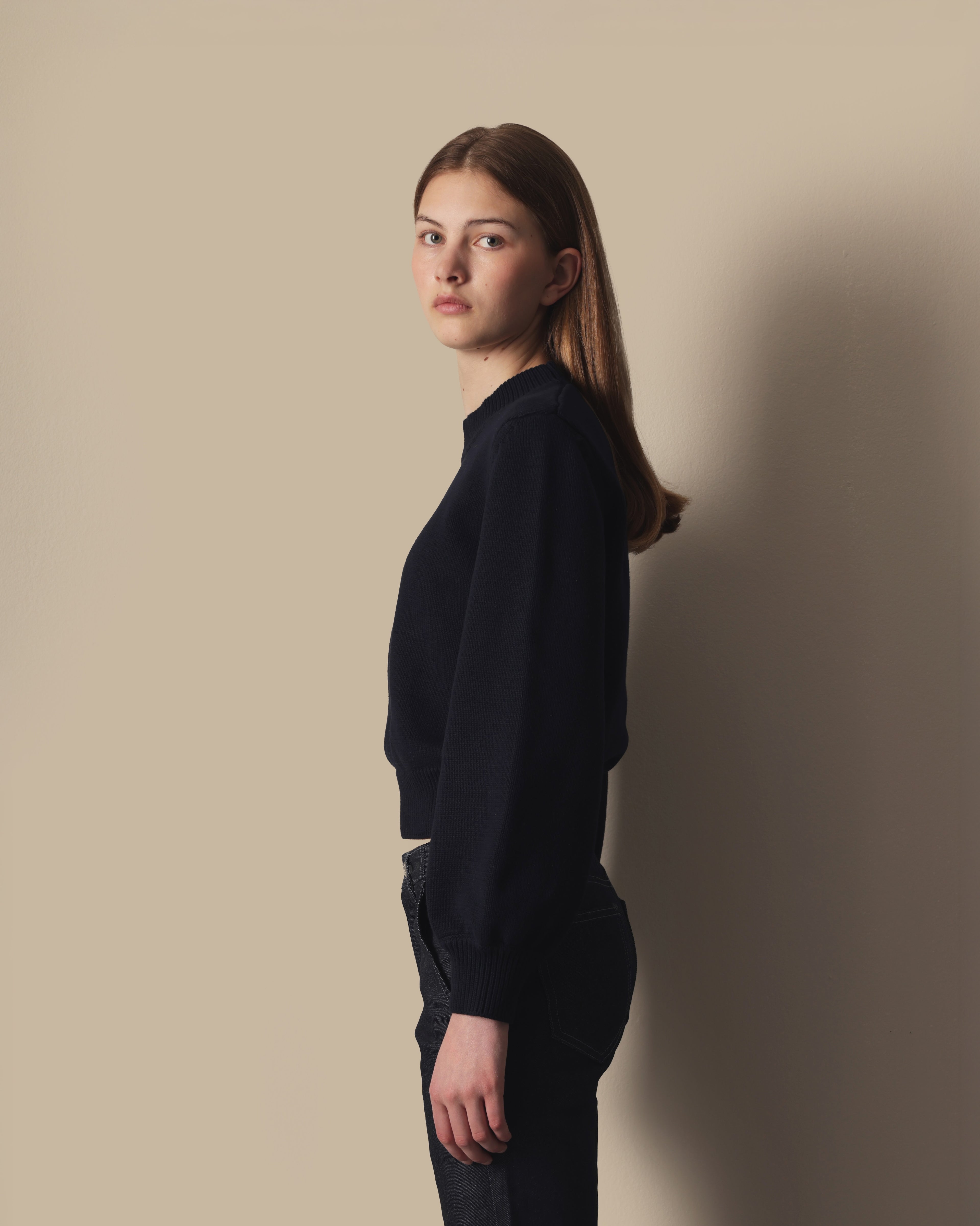 Fitted Cotton Sweater Blackberry