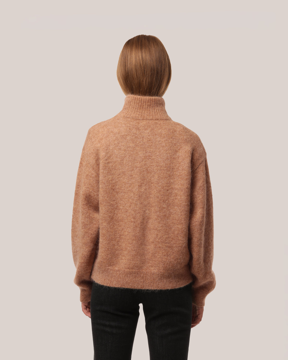 Brushed Mohair Zip Sweater Chestnut