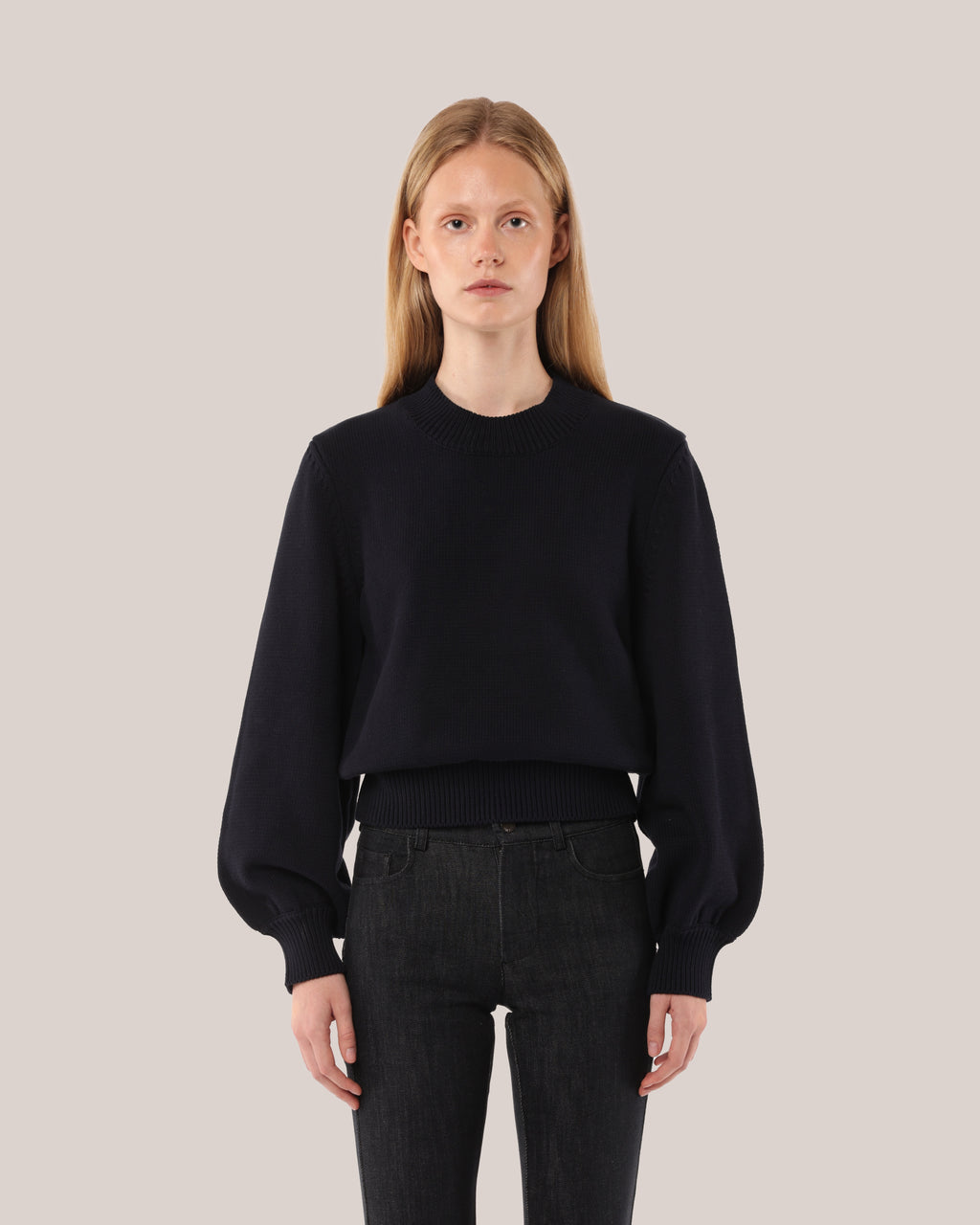 Fitted Cotton Sweater Blackberry