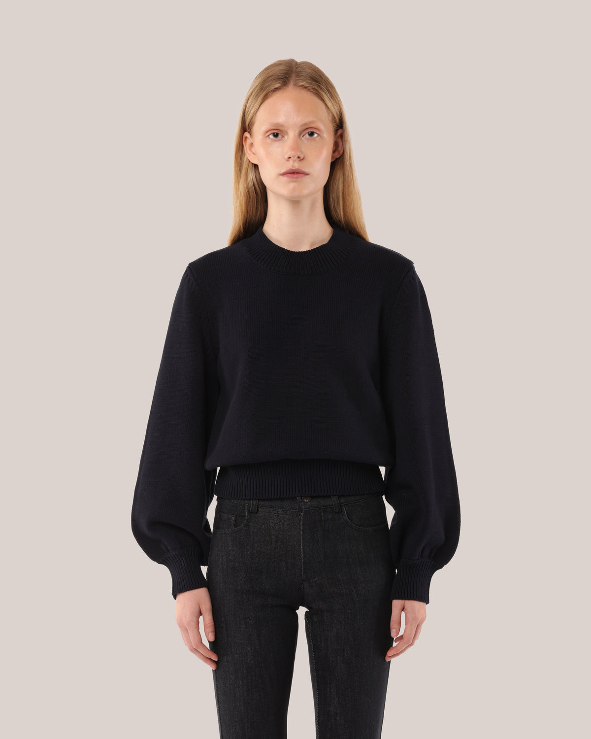 Fitted Cotton Sweater Blackberry