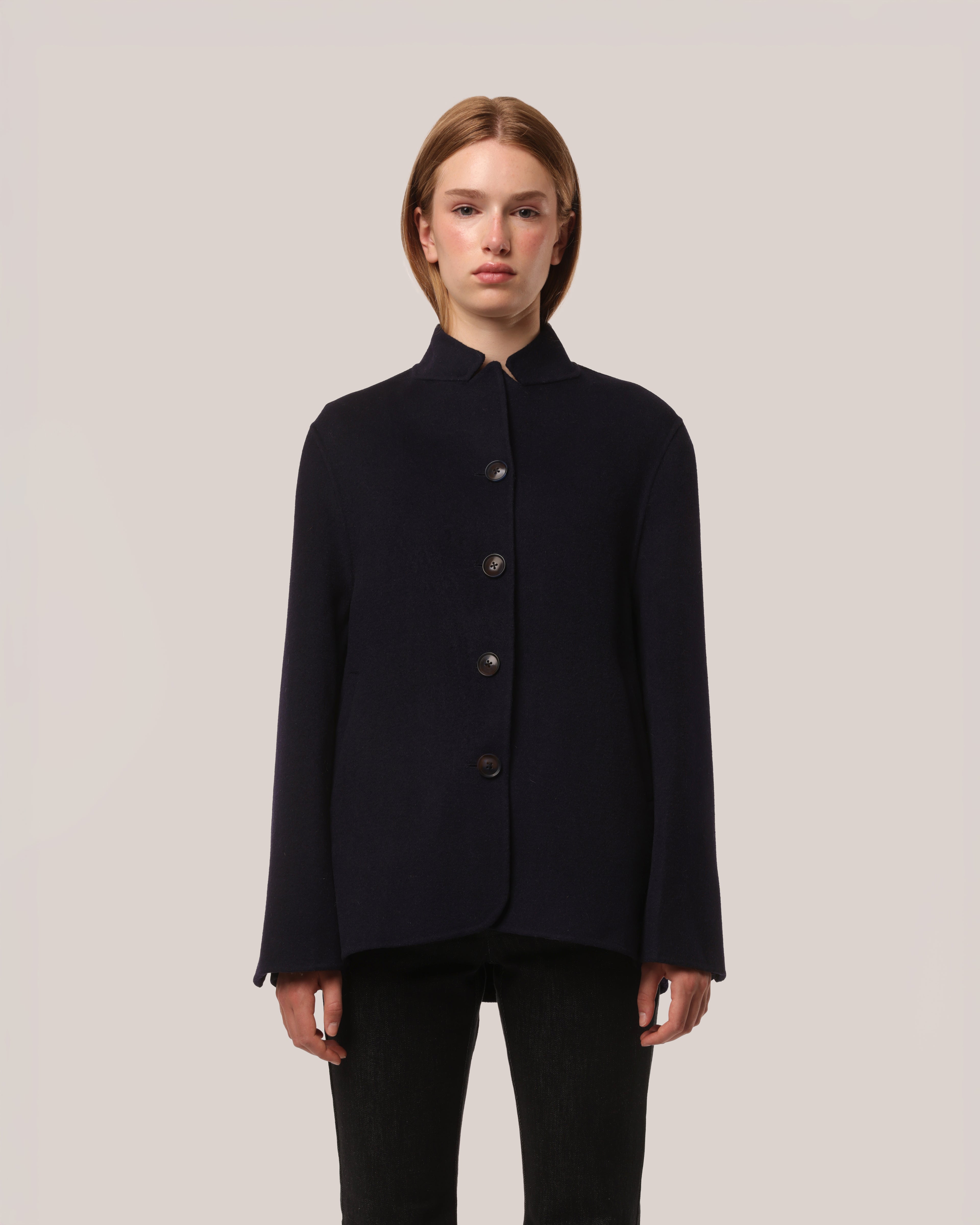 Tailored Wool Jacket Navy Blue