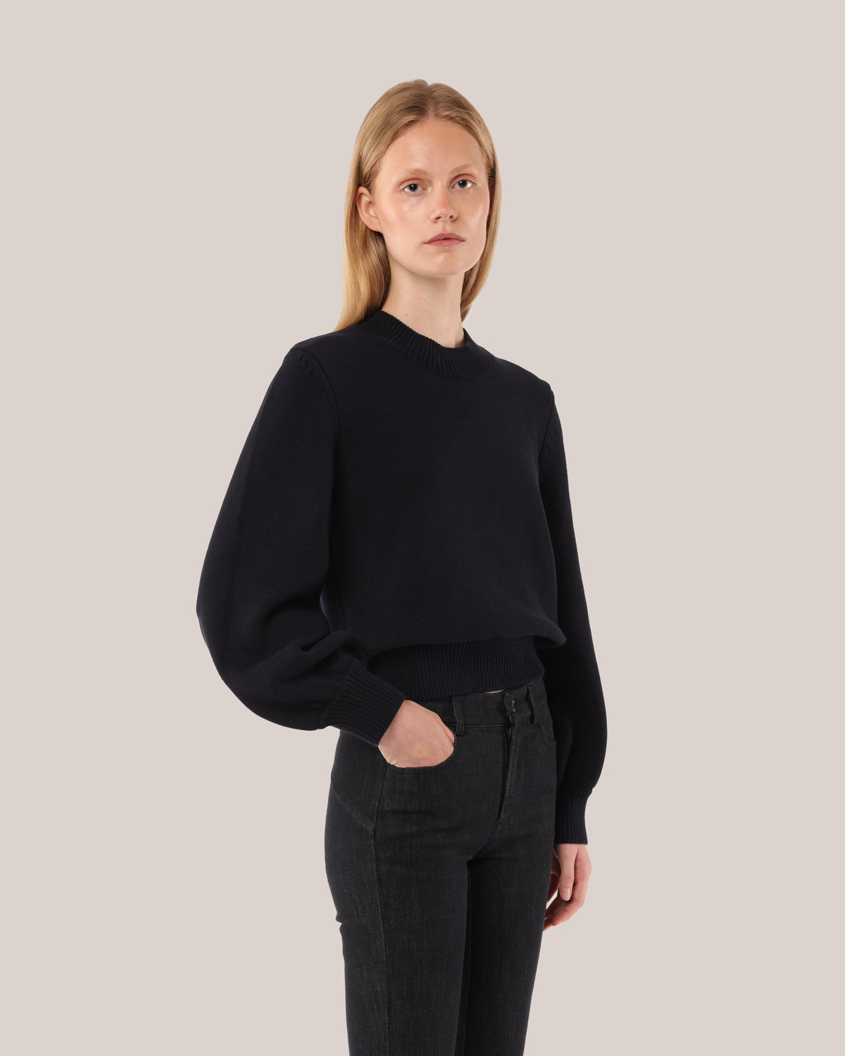 Fitted Cotton Sweater Blackberry
