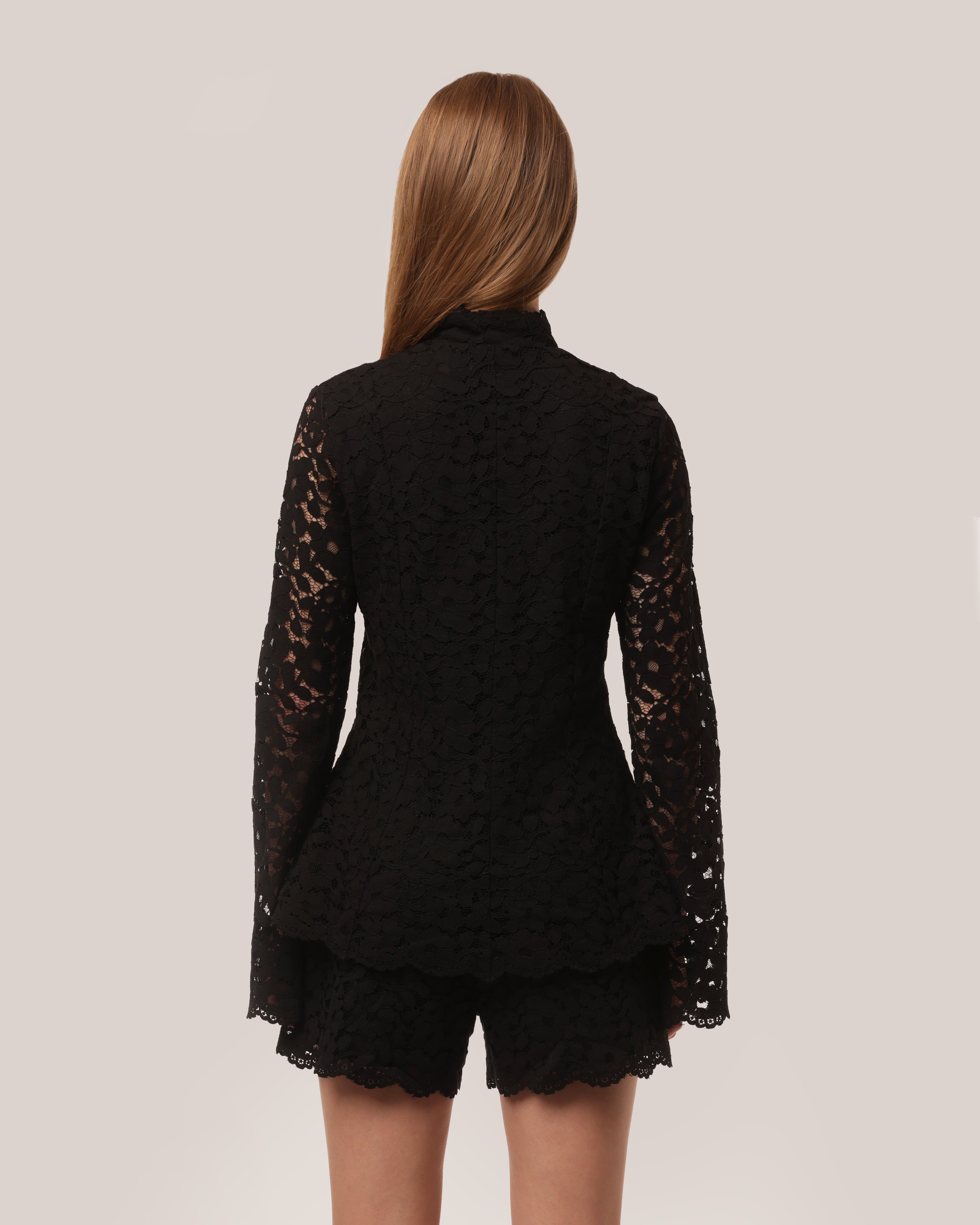 Tailored Cotton Lace Jacket Black