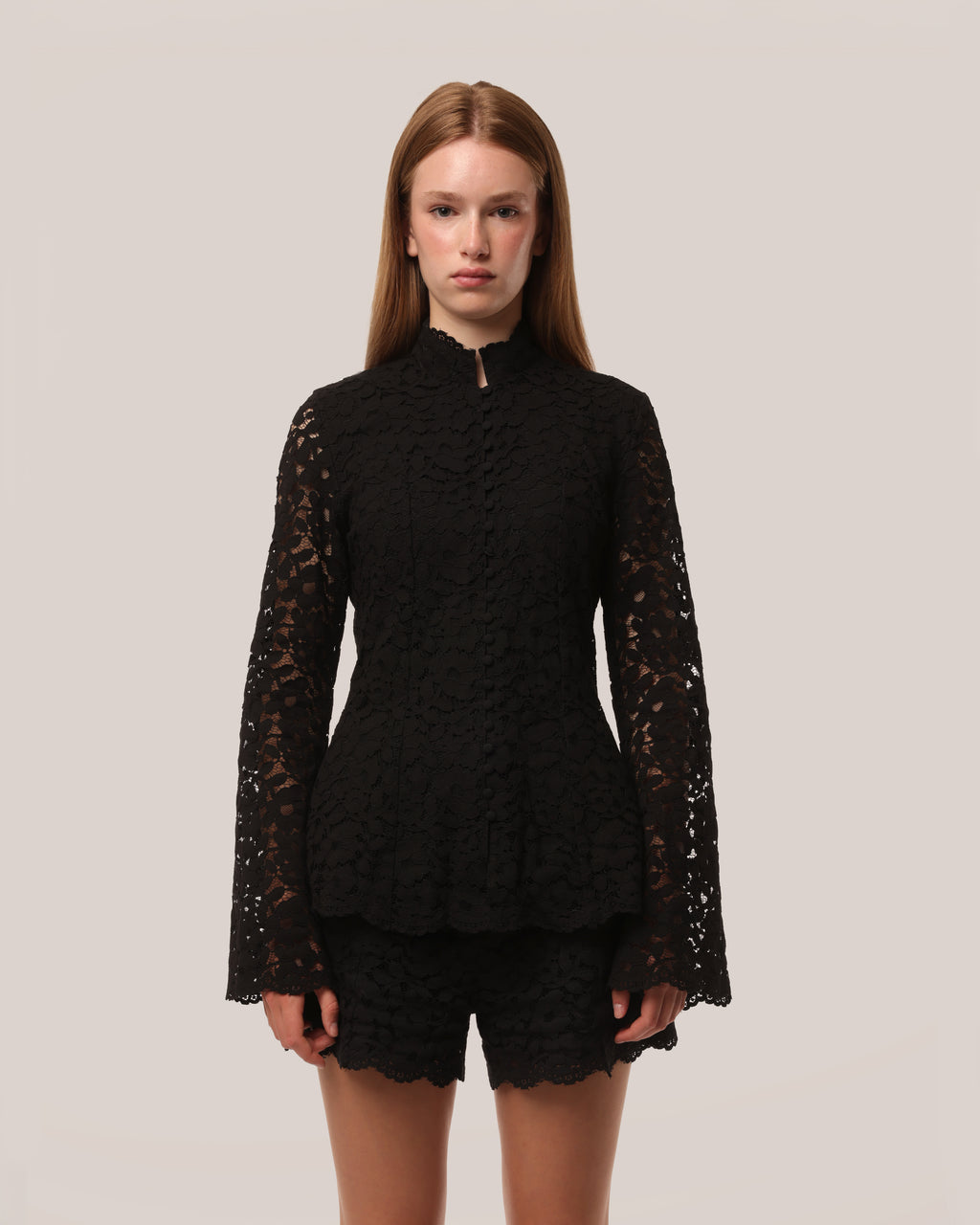 Tailored Cotton Lace Jacket Black