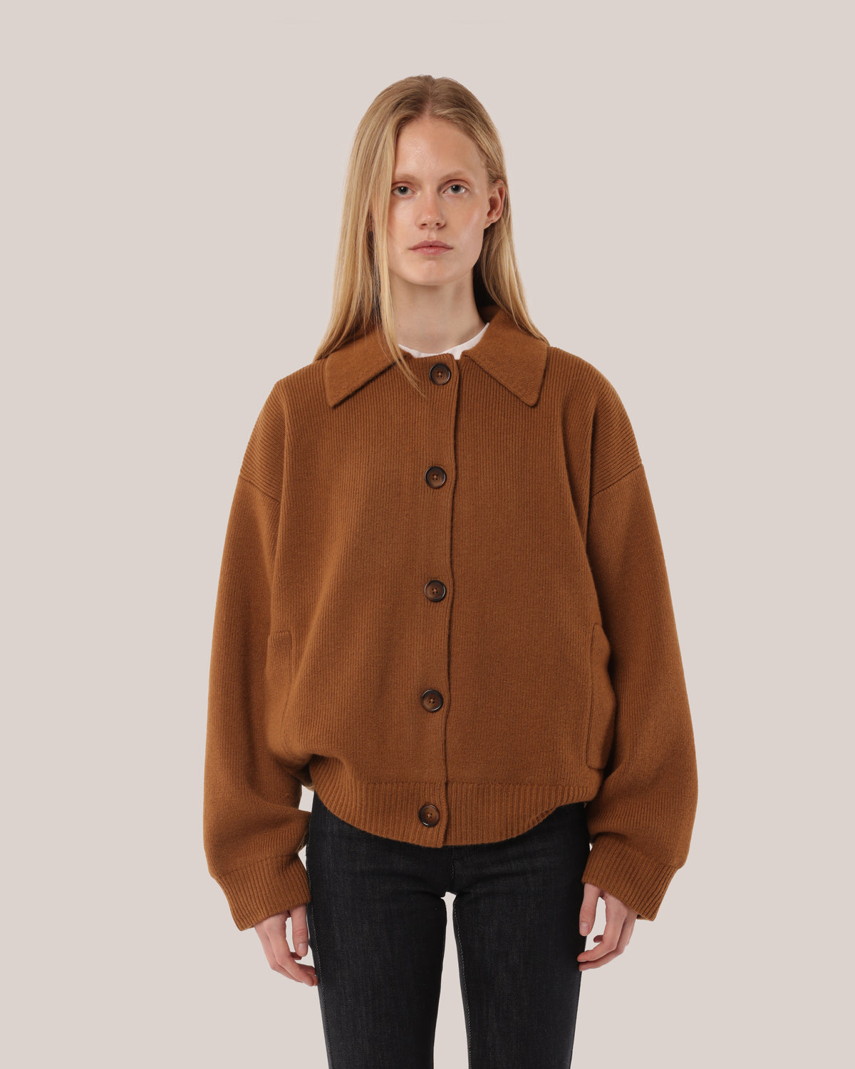 Knitted Wool Jacket Pecan