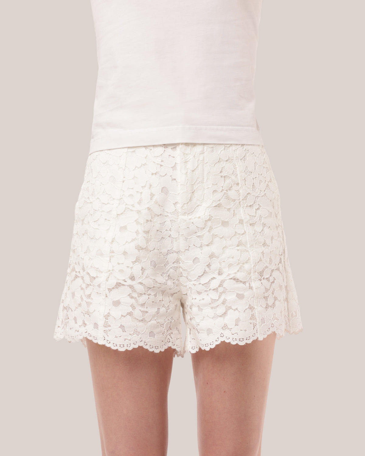 Tailored Cotton Lace Shorts White