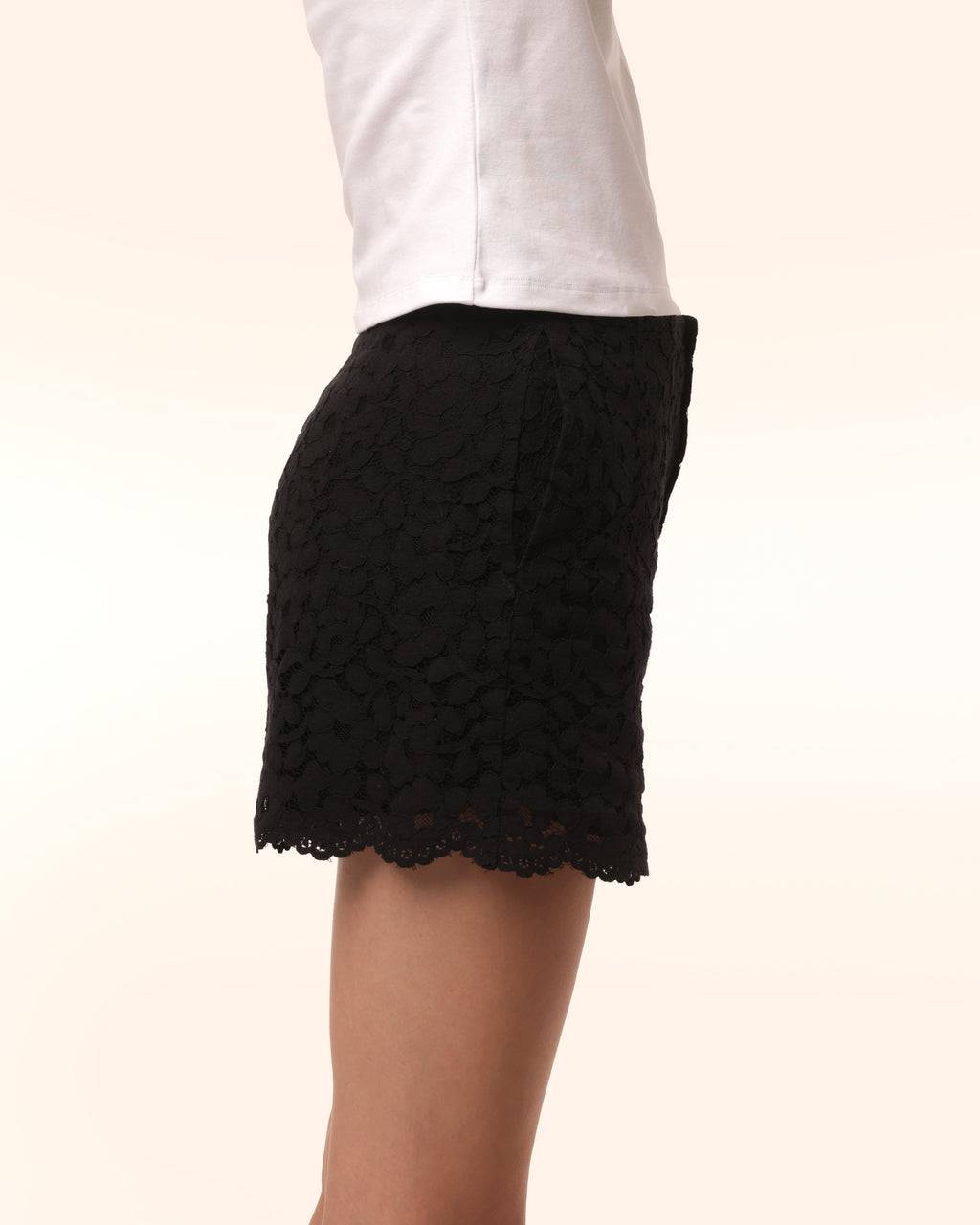 Tailored Cotton Lace Shorts Black