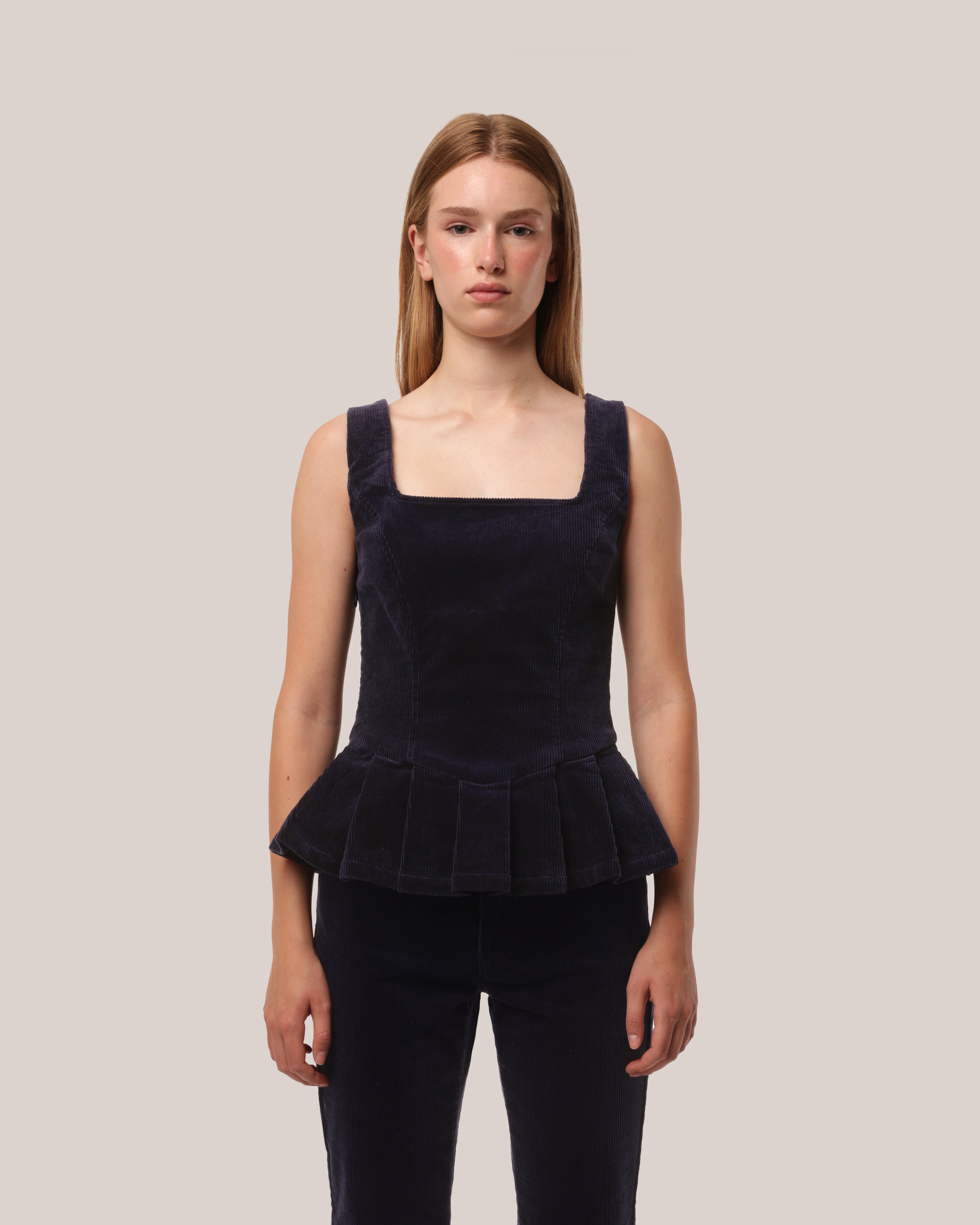 Corduroy Peplum Top