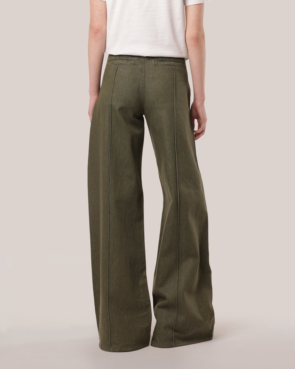 Wide Pleated Cotton Trousers Herb
