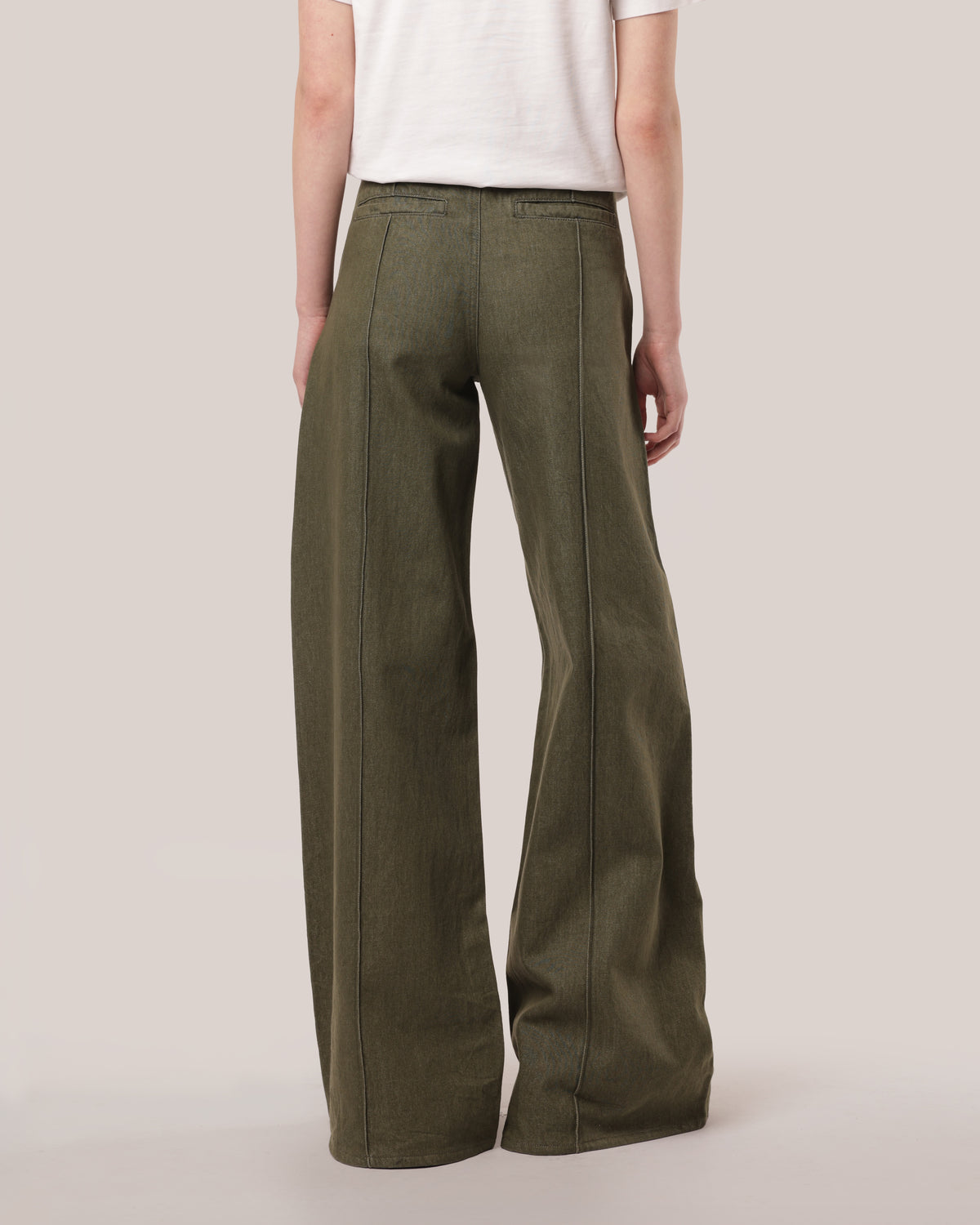 Wide Pleated Cotton Trousers Herb